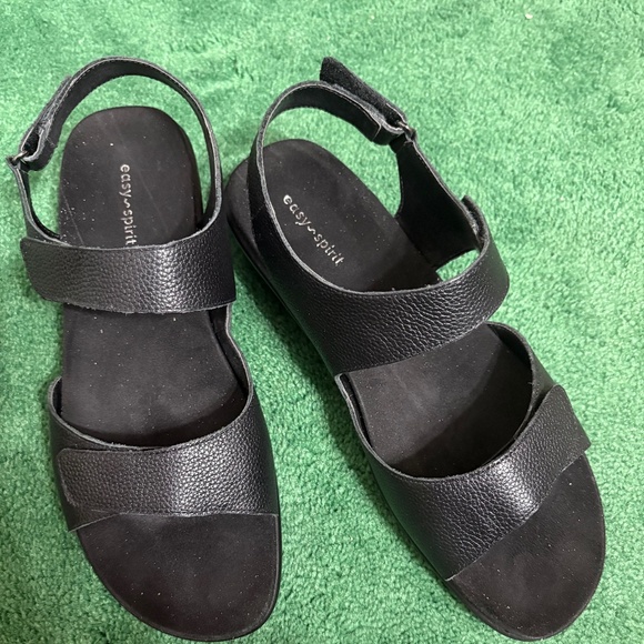 EASY SPIRIT HARTWELL FLAT SANDALS - 10M - BLACK - Picture 1 of 9